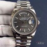 EW Factory Rolex Day Date 40mm 228239 Stripe Textured Rhodium Dial Fluted Bezel V2 Upgrade 3255 Automatic Watch